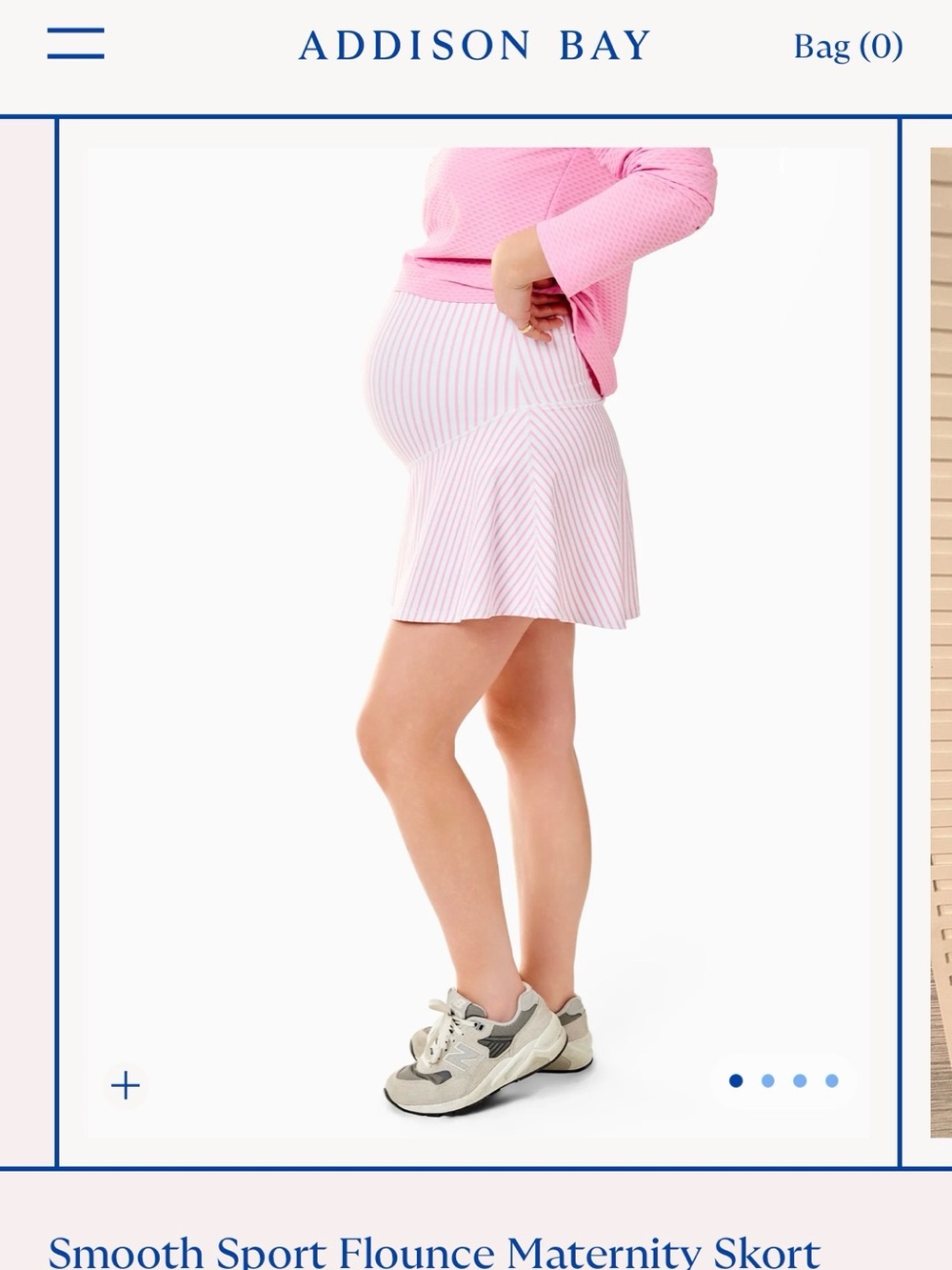Addison Bay Pink & White Striped Flounce Maternity Skirt